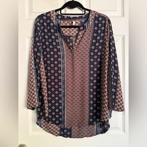 Est.1946 Women’s Large Mixed Print Blouse Career Office Boho 3/4 Length Sleeve